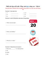 Tải Phiếu bài tập cuối tuần Tiếng Anh lớp 4 nâng cao - Tuần 6 - Bài tập Unit 4 Tiếng Anh lớp 4 có đáp án