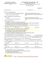 Tải Đề thi học kì 2 lớp 12 môn Vật lý năm 2018 - 2019 trường THPT Yên Lạc 2 - Vĩnh Phúc - Đề thi Vật lý lớp 12 học kì 2 có đáp án