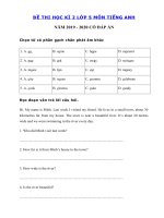 Tải Đề kiểm tra tiếng Anh lớp 5 học kỳ 2 năm 2019 - 2020 số 3 - Đề tiếng Anh lớp 5 kì 2 có đáp án