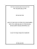 Quản lý nhà nước về công tác Giảm nghèo bền vững trên địa bàn Xã Vĩnh Thanh. huyện Nhơn Trạch, tỉnh Đồng Nai