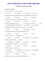 Tải Đề thi học kì 2 môn Tiếng Anh lớp 12 trường THPT Đa Phúc, Hà Nội năm 2019 - 2020 - Đề thi tiếng Anh lớp 12 học kì 2 có đáp án