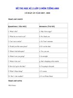 Tải Đề thi tiếng Anh lớp 3 học kỳ 2 theo chương trình I-learn smart start grade 3 - Đề thi học kì 2 lớp 3 môn tiếng Anh có đáp án