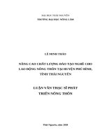 Nâng cao chất lượng đào tạo nghề cho lao động nông thôn tại huyện phú bình, tỉnh thái nguyên 