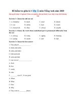 Tải Đề kiểm tra giữa kì 1 lớp 5 môn Tiếng Anh năm 2020 - Đề thi giữa kì 1 môn Anh lớp 5 năm học 2020 - 2021