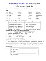 Tải Đề thi học sinh giỏi tiếng Anh lớp 4 năm 2019 - 2020 số 6 - Đề kiểm tra tiếng Anh lớp 4 có đáp án