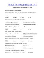Tải Đề thi khảo sát chất lượng đầu năm lớp 4 môn tiếng Anh số 3 - Đề kiểm tra đầu năm môn tiếng Anh 4 có đáp án