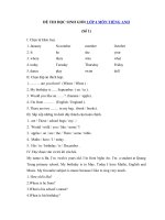 Tải Đề thi học sinh giỏi lớp 4 môn Tiếng Anh năm học 2018 - 2019 - Bồi dưỡng học sinh giỏi môn Tiếng Anh lớp 4 chương trình mới