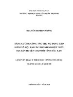 Tăng cường công tác thu nợ đọng bảo hiểm xã hội tại các doanh nghiệp trên địa bàn huyện chợ mới tỉnh bắc kạn 