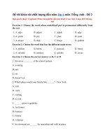 Tải Đề thi khảo sát chất lượng đầu năm lớp 6 môn Tiếng Anh năm 2020-2021 - Đề 2 - Đề thi tiếng Anh vào lớp 6 năm 2020 - 2021 có đáp án