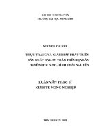 Thực trạng và giải pháp phát triển sản xuất rau an toàn trên địa bàn huyện phú bình, tỉnh thái nguyên 
