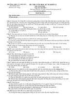 Tải Đề thi học kì 2 môn Sinh học lớp 12 trường THPT Lý Thái Tổ, Bắc Ninh năm 2014 - 2015 - Đề kiểm tra học kỳ II môn Sinh lớp 12 có đáp án