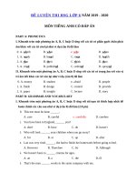 Tải Đề luyện thi học sinh giỏi lớp 6 môn Tiếng Anh năm học 2019 - 2020 số 7 - Đề thi học sinh giỏi môn tiếng Anh 6 có đáp án