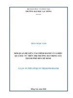 luận án tiến sĩ mối quan hệ giữa tài chính hành vi và hiệu quả đầu tư trên thị trường bất động sản thành phố hồ chí minh 