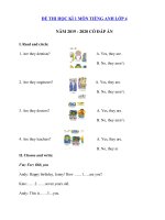 Tải Đề thi học kì 1 tiếng Anh lớp 4 năm 2019 - 2020 - Đề kiểm tra tiếng Anh lớp 4 có đáp án