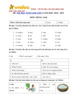 Tải Đề thi giao lưu học sinh giỏi lớp 4 môn Tiếng Anh năm học 2018 - 2019 - Luyện thi HSG môn Tiếng Anh lớp 4 chương trình bộ GD - ĐT