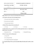 Tải Đề thi học kì 1 môn Lịch sử - Địa lý lớp 4 trường tiểu học Toàn Thắng năm 2015 - 2016 - Đề kiểm tra cuối học kì I môn Sử - Địa lớp 4 có đáp án