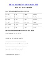 Tải Đề thi tiếng Anh lớp 5 học kỳ 2 năm 2019 - 2020 số 2 - Đề tiếng Anh lớp 5 học kì 2 có đáp án