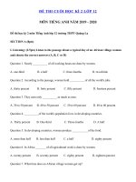 Tải 20 đề thi học kỳ 2 môn Tiếng Anh lớp 12 có đáp án - Đề thi môn Tiếng Anh lớp 12 học kì 2 có đáp án