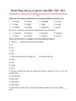 Tải Đề thi Tiếng Anh lớp 10 học kì 1 năm 2020 - 2021 - Đề 2 - Đề kiểm tra học kì 1 lớp 10 môn Tiếng Anh có đáp án