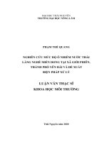 Nghiên cứu mức độ ô nhiễm nước thải làng nghề miến dong tại xã giới phiên, thành phố yên bái và đề xuất biện pháp xử lý 