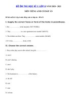 Tải 3 Đề thi học kì 1 lớp 6 môn tiếng Anh năm học 2020 - 2021 - Đề thi tiếng Anh lớp 6 học kì 1 có đáp án - 3 Đề