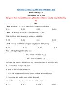 Tải Đề thi khảo sát chất lượng đầu năm lớp 11 môn Hóa 2020 - 2021 - Đề số 1 - Đề kiểm tra chất lượng đầu năm lớp 11 có đáp án