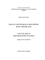 Quản lý chi trả dịch vụ môi trường rừng tỉnh bắc kạn 