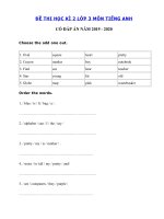 Tải Đề thi tiếng Anh học kì 2 lớp 3 năm 2019 - 2020 số 4 - Đề thi học kì 2 lớp 3 môn tiếng Anh có đáp án