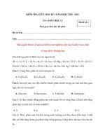 Tải Đề thi giữa học kì 1 lớp 12 môn Hóa năm 2020 có đáp án - Đề kiểm tra giữa kì 1 môn Hóa 12