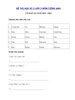 Tải Đề thi tiếng Anh lớp 3 học kì 2 năm 2019 - 2020 số 4 - Đề tiếng Anh lớp 3 cuối học kì 2 có đáp án