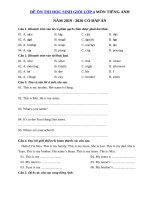 Tải Đề thi học sinh giỏi tiếng Anh lớp 4 năm 2019 - 2020 số 5 - Đề kiểm tra tiếng Anh lớp 4 có đáp án