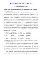 Tải Đề thi học kì 2 môn Tiếng Anh lớp 11 trường THPT Số 1 Phù Cát, Bình có đáp án - Đề kiểm tra tiếng Anh lớp 11 học kì 2 năm 2019 - 2020