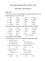 Tải Đề thi thử học sinh giỏi lớp 6 môn tiếng Anh năm 2019 - 2020 số 6 - Đề thi học sinh giỏi môn tiếng Anh 6 có đáp án
