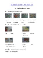 Tải Đề kiểm tra tiếng Anh lớp 3 học kì 1 năm 2019 - 2020 - Đề thi tiếng Anh lớp 3 có đáp án