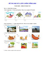 Tải Đề thi học kì 2 lớp 5 môn tiếng Anh có đáp án năm 2019 - 2020 - Đề kiểm tra tiếng Anh lớp 5 học kỳ 2 có đáp án