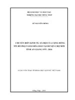 luận văn thạc sĩ chuyển biến kinh tế, xã hội của cộng đồng tín đồ phật giáo hòa hảo tại huyện chợ mới tỉnh an giang 1975 – 2016 