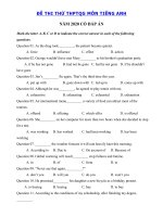 Tải Đề thi thử tiếng Anh THPT Quốc Gia 2020 số 15 - Đề thi THPT Quốc Gia 2020 môn Anh có đáp án