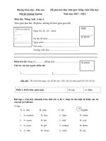 Tải Đề giao lưu Học sinh giỏi Tiếng Anh lớp 4 huyện Quảng Xương năm 2014 - Đề giao lưu Học sinh giỏi Tiếng Anh tiểu học