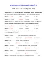 Tải Đề khảo sát chất lượng đầu năm lớp 12 môn tiếng Anh trường THPT Thạnh Lộc năm 2019 - 2020 - Đề thi chất lượng đầu năm môn tiếng Anh lớp 12 có đáp án