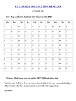 Tải Đáp án đề minh họa 2020 môn tiếng Anh lần 2 - Đề thi tham khảo tốt nghiệp THPT năm 2020 môn tiếng Anh có đáp án