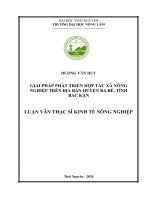 Giải pháp phát triển hợp tác xã nông nghiệp trên địa bàn huyện ba bể, tỉnh bắc kạn 