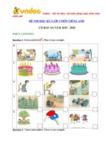 Tải Đề thi tiếng Anh lớp 3 học kì 1 trường tiểu học Quang Trung - Đề kiểm tra tiếng Anh lớp 3 có đáp án