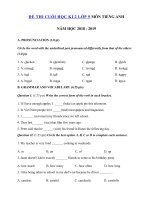 Tải Đề thi môn Tiếng Anh lớp 9 học kì 2 có đáp án năm học 2018 - 2019 số 3 - Đề thi học kì 2 lớp 9 môn Tiếng Anh có đáp án