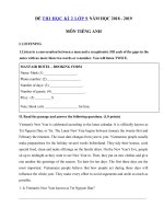 Tải Đề thi học kì 2 lớp 9 môn Tiếng Anh có file nghe năm học 2018 - 2019 số 1 - Đề kiểm tra Tiếng Anh lớp 9 học kỳ 2 có đáp án