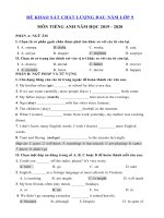 Tải Đề kiểm tra chất lượng đầu năm lớp 9 môn tiếng Anh năm 2020 - 2021 - Đề KSCL đầu năm môn tiếng Anh 9 có đáp án