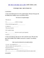 Tải Đề thi học kì 2 lớp 9 môn Tiếng Anh có file nghe năm học 2018 - 2019 số 4 - Đề thi học kì 2 môn Tiếng Anh lớp 9 có đáp án