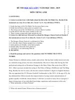 Tải Đề thi học kì 2 lớp 7 môn Tiếng Anh có file nghe năm học 2018 - 2019 số 2 - Đề thi cuối kì 2 môn Tiếng Anh lớp 7 có đáp án