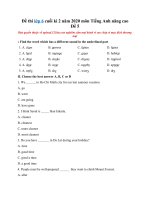 Tải Đề thi lớp 6 cuối kì 2 năm 2020 môn Tiếng Anh nâng cao - Đề 5 - Đề kiểm tra tiếng Anh học kỳ 2 lớp 6 có đáp án
