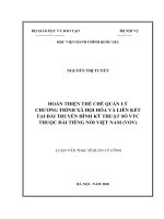 Hoàn thiện thể chế quản lý chương trình xã hội hóa và liên kết tại đài truyền hình kỹ thuật số VTC thuộc đài tiếng nói việt nam (VOV) 