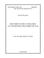 Hoàn thiện tổ chức và hoạt động của viện hóa học công nghiệp việt nam 
